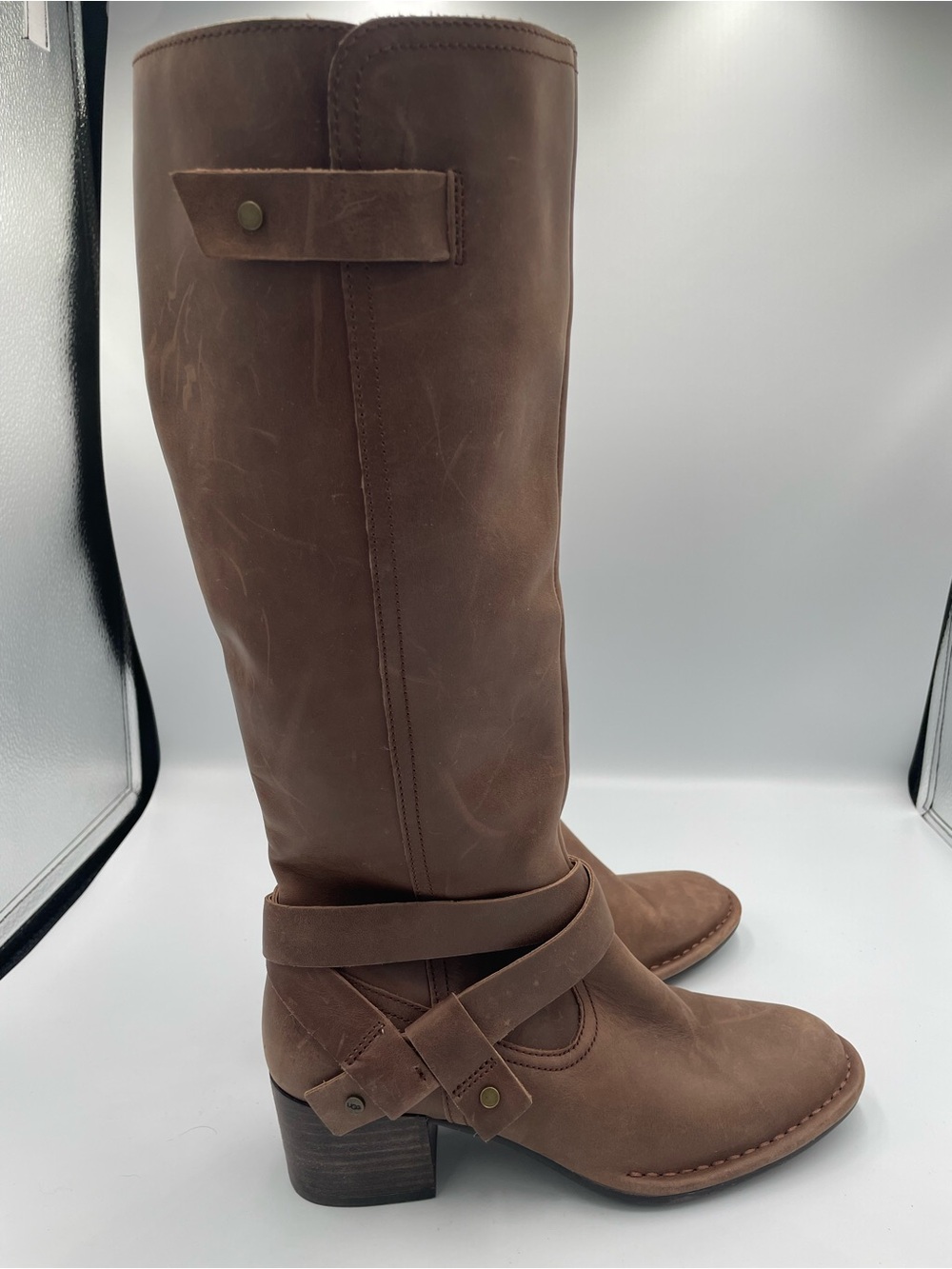 Ugg Bandara Tall Boot Womens Size 6 Pine Wood Leather Riding